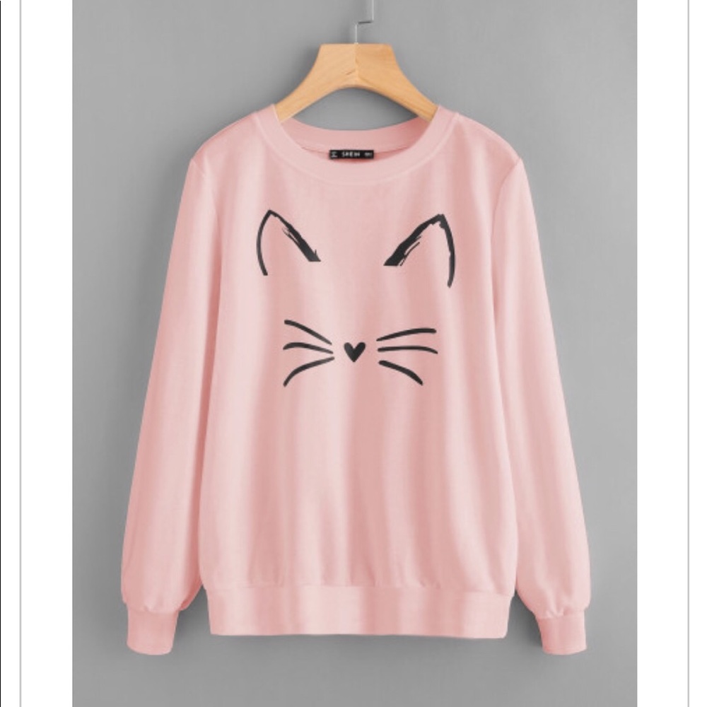 Pink cat cartoon sweatshirt